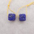 New Carved Natural Lapis Lazuli Flower Square Gemstone Earring Beads, Popular Earring Pair For DIY Making, 15x14x14mm, 12.2g Online Sale