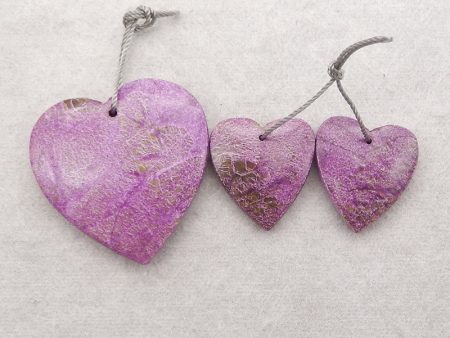 1 SET Natural African Purple Stone Heart Shape Earrings Beads and Heart Shape Pendant,Semi-Precious Gemstones for Jewelry Making,32x31x6mm,20x18x5mm,11.2g Online