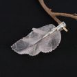 New Natural Rose Quartz Handcarved Leaf Pendant,925 Sterling Silver Pinch Bail,60x33x7mm,13g Fashion