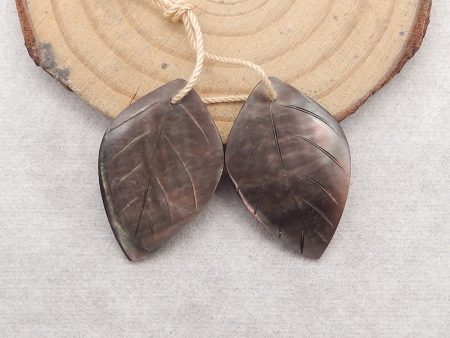 Carved Natural Stone Shell Leaf Shape Gemstone Earring Beads, Popular Earring Pair, 29x19x3mm, 4g Online