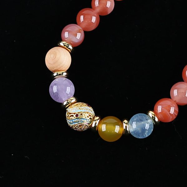 Handmade Natural Gemstone Unique Colorful Jewelry Gift Bracelet 17cm, 8mm, 16.9g Online now