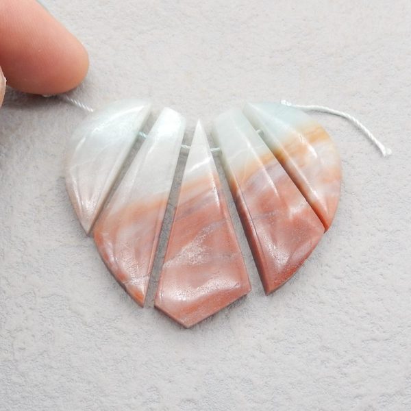 3 PCS Natural Amazonite Pendant Beads 32*12*6mm, 42*13*6mm, 26.9g Hot on Sale