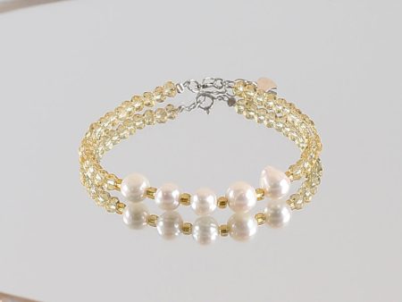 1 Strand Natural Yellow Quartz And Pearl Beads Bracelet,17-19cm,4×3mm,7mm,5.8g Online Hot Sale