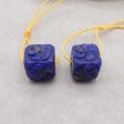 New Carved Natural Lapis Lazuli Flower Square Gemstone Earring Beads, Popular Earring Pair For DIY Making, 15x14x14mm, 12.2g Online Sale