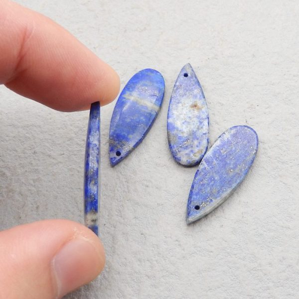 4 PCS Natural Lapis Lazuli Pendant Beads 34*12*4mm, 32*12*3mm, 10.3g For Discount