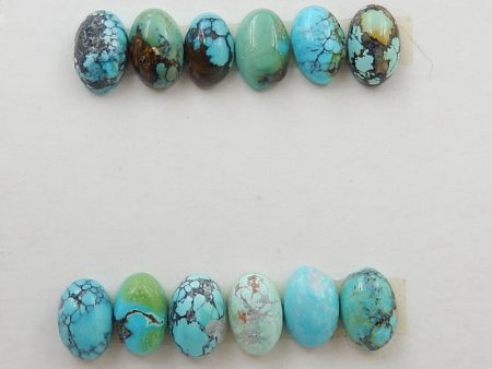 12 PCS Natural Turquoise Cabochons 6x4x3mm, 1.8g on Sale