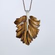 New Natural Tiger-Eye Handcarved Leaf Pendant,925 Sterling Silver Pinch Bail,52x37x7mm,11g Supply