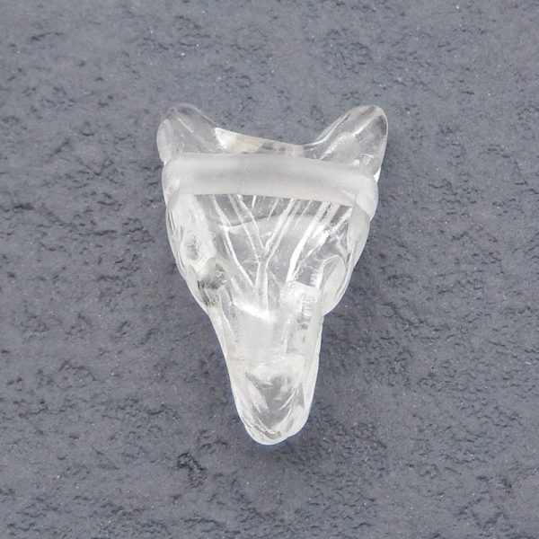 White Quartz Carved wolf head Pendant Bead 23*15*9mm, 3.2g Cheap