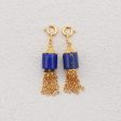 BITEFU 1 Pair Silver Gold Plated Natural High Quality Lapis Lazuli Cylindrical Tassel Gemstone Earring Beads 3g Fashion