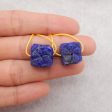 New Carved Natural Lapis Lazuli Flower Square Gemstone Earring Beads, Popular Earring Pair For DIY Making, 15x14x14mm, 12.2g Online Sale