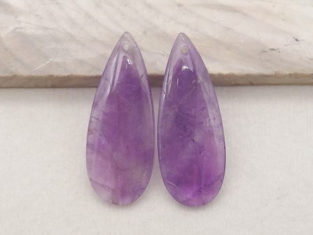 New Natural Stone Amethyst Teardrop Earring Beads, Drilled Earrings For Jewelry DIY Making, Purple Stone Earrings, 33x13x4mm,5.1g Online Hot Sale