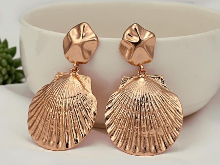 Gold-plated Alloy Shell Shape Earrings Pair, 22.8g Hot on Sale