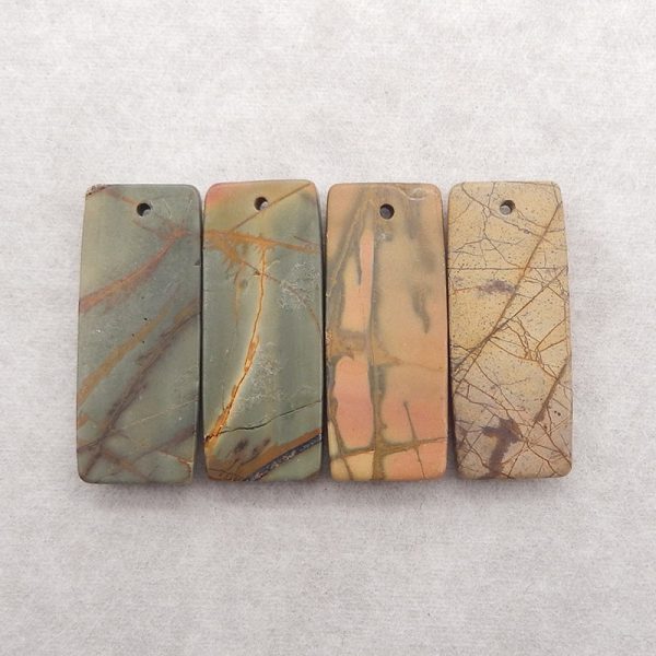 4 PCS Natural Multi-Color Picasso Jasper Gemstone Pendant Bead Supply