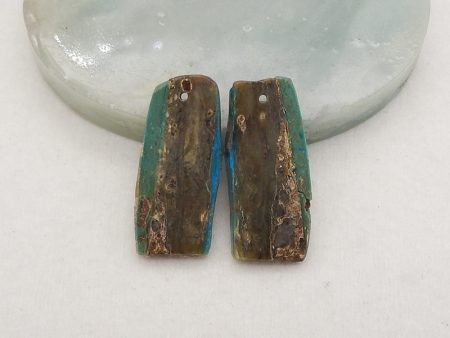 New Nugget Blue Opal Gemstone Earrings Beads, Handmade Jewelry, 25x11x3mm, 2.7g For Cheap