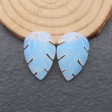 Opalite Carved Leaf Shape Earring Beads, 24x15x3mm, 3.2g Sale