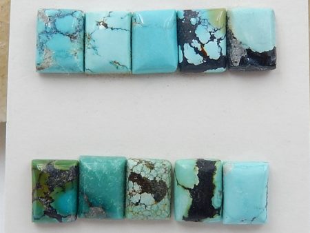 10 PCS Natural Turquoise Cabochons 8x6x3mm, 3.0g For Discount