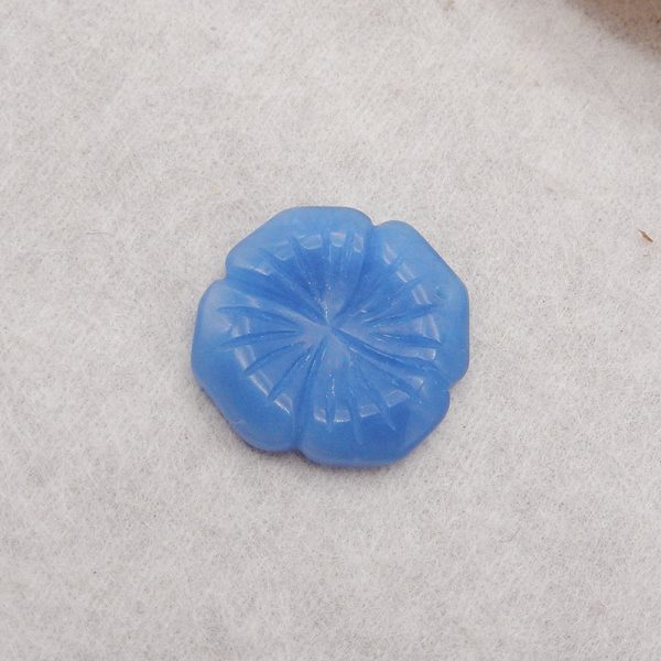 Carved Blue Onyx Flower Pendant Bead,  Gemstone For Jewelry DIY Making, Popular Drilled Pendant, 23x21x4mm, 3.2g Online now