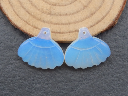 Carved Opalite Gemstone Earring Beads, Gemstone Earring Pair, 19x22x4mm,4.7g on Sale