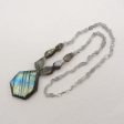 Natural Labradorite Faceted Pendant Gemstone Necklaces, Labradorite Gemstone Necklaces,50x36x10mm,6x5x4mm,20 Inch,58g For Discount