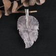 New Natural Rose Quartz Handcarved Leaf Pendant,925 Sterling Silver Pinch Bail,59x32x7mm,11.2g Online Sale