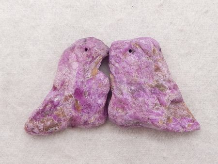 New Nugget African Purple Stone Earrings Beads, 38x23x9mm, 15.8g Fashion