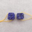 New Carved Natural Lapis Lazuli Flower Square Gemstone Earring Beads, Popular Earring Pair For DIY Making, 15x14x14mm, 12.2g Online Sale