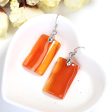 Red stripe Agate Rectangle Drop earrings, natural stone earrings, 21X16X5mm, 9.9g For Discount