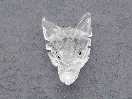 White Quartz Carved wolf head Pendant Bead 23*15*9mm, 3.2g Cheap