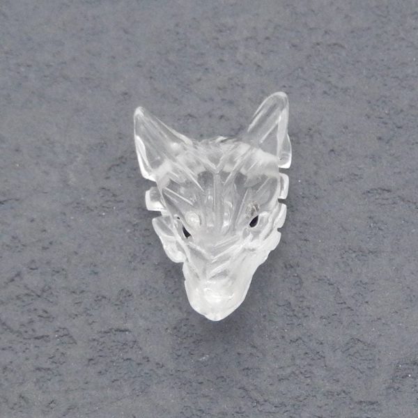 White Quartz Carved wolf head Pendant Bead 23*15*9mm, 3.2g Cheap