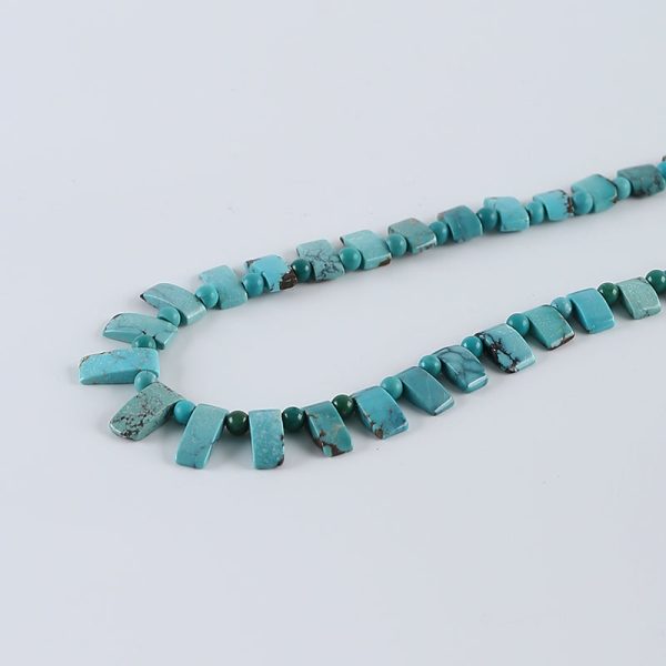 1 Strand 23 Inch Turquoise Gemstone Loose Beads Necklace, Handmade Turquoise Necklace for Gift, 16x7x4mm,4mm, 32g For Cheap