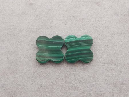 Malachite Four Leaves, Malachite Cabochon Beads,DIY Jewelry Making, 11x2mm,1.6g Discount