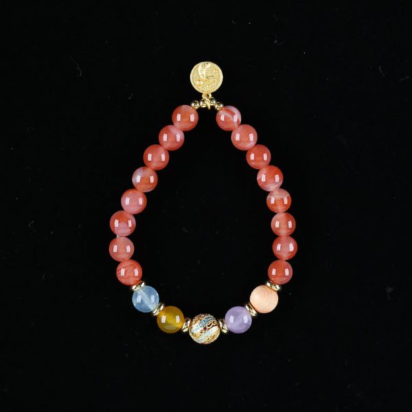 Handmade Natural Gemstone Unique Colorful Jewelry Gift Bracelet 17cm, 8mm, 16.9g Online now