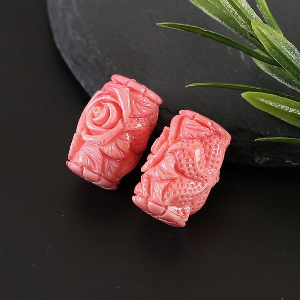 BITEFU 1Pair Pink Conch Shell (Made Of Powder Of Shell, Color Is Enhanced ) Long strip flower, 9.6g For Cheap