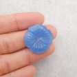 Carved Blue Onyx Flower Pendant Bead,  Gemstone For Jewelry DIY Making, Popular Drilled Pendant, 23x21x4mm, 3.2g Online now