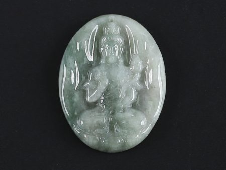 Natural Jadeite Jade Buddha Pendant, Drilled Gemstone Pendant,Gemstone Carving For Jewelry DIY Making Charm Gift Accessories,39×31×5mm,11g on Sale