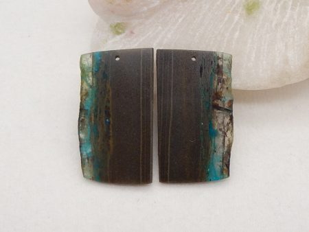 New Nugget Chrysocolla Gemstone  Earring Beads, Natuaral Stone Jewelry, 34x19x2mm, 6.2g Online