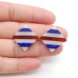 Lapis Lazuli, Red Agate, White Jade Intarsia Gemstone Cabochons Bead, 22x4mm, 5.5g Supply