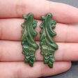 Carved Natural African Jade Gemstone Earring Beads, Jewelry DIY Making,43x14x4mm, 7.7g on Sale