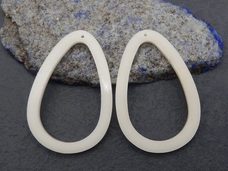 Unique Earring Beads! 1 Pair Natural White Jade Teardrop Gemstone Earring Beads, Semi Gemstone Product For Jewelry Making, Drilled Gemstone Pair, 49x32x3mm, 9.3g on Sale