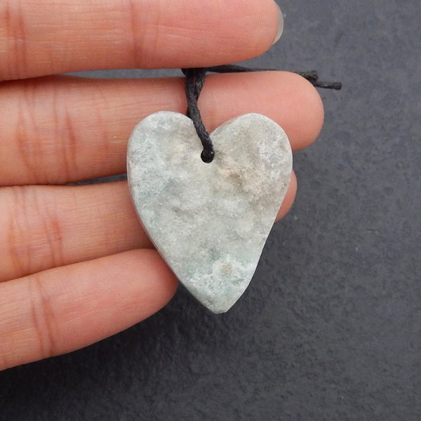 New Natural Hemimorphite Heart Gemstone Pendant Bead, Popular Side Drilled Pendant For DIY Making,Gemstone For Jewelry Cabochon Making, 31×25×9mm, 9.3g on Sale