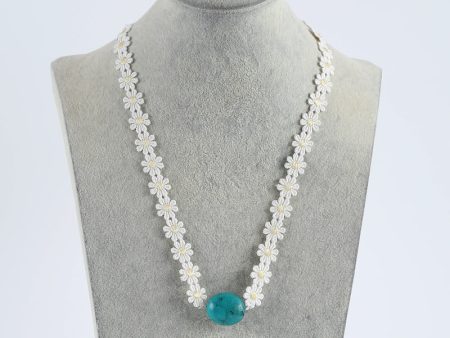 1 Strand 31 Inch Natural Turquoise and Lace Necklace,Turquoise Bead Strands Handmade Gemstone,26x23x17mm,19.4g Online