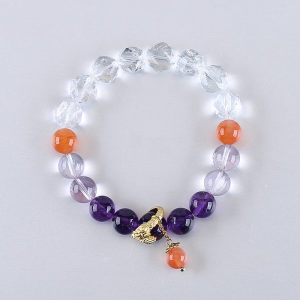 Handmade Natural Gemstone Unique Jewelry Gift, Colorful Bracelet, 18cm, 8 9mm, 22.6g Discount