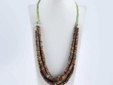 1 Strand 14-33 Inch Natural Multi-Color Picasso Jasper Gemstone Necklace,Adjustable Necklace, 8x6mm,3x3mm,127.7g Online Sale