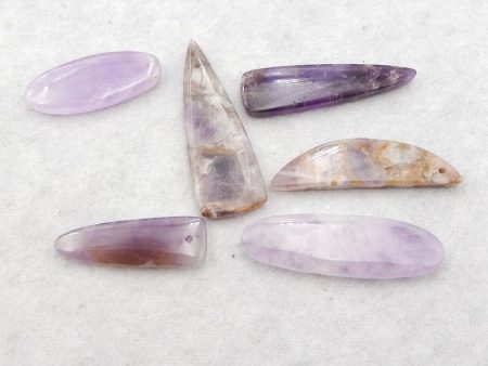 6 PCS Natural Amethyst Pendant Beads,30×10×4mm, 40×14×4mm,18g For Sale