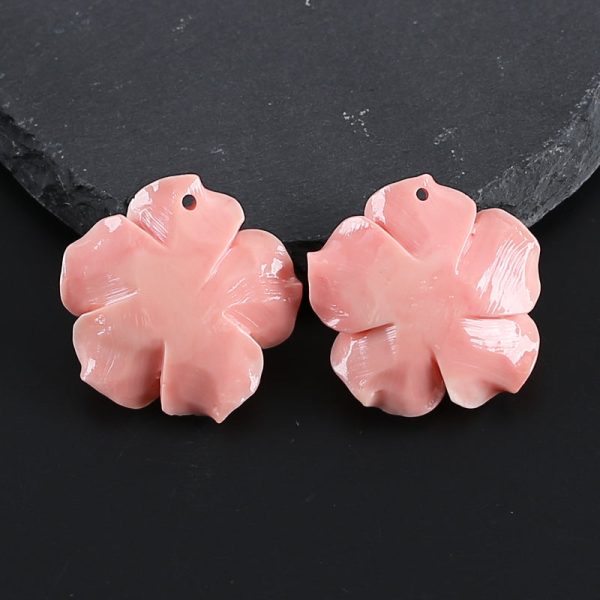 Pink Conch Shell Carved Flower Fashion For Women Earring Beads ,Birthday Gift,Women s Jewelry Accessories DIY,33×13mm,12.3g Discount