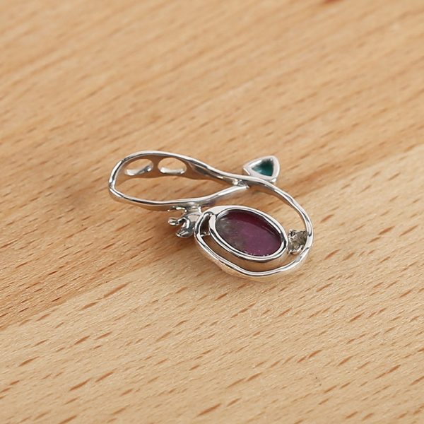 New Arrival!Handmade Jewelry Sterling Silver 925,Turquoise And Ruby Pendant,30×21×5mm, 2.9g Online Sale