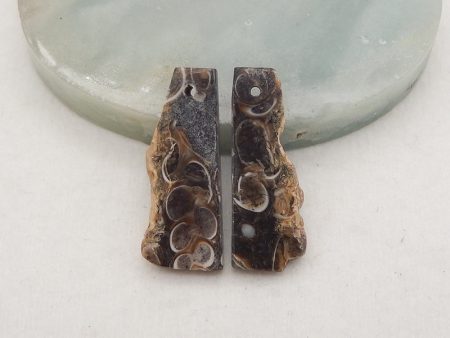 Nugget (Rough Sides) Natural Turritella Jasper Gemstone Earring Beads, Drilled Gemstone Earring Pair, 21x10x3mm, 3.1g Online Hot Sale