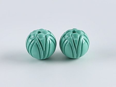 1 Pair Carved Turquoise Round Gemstone Earring Beads,Handmade Gemstone Wholesale,10mm,2.3g Online