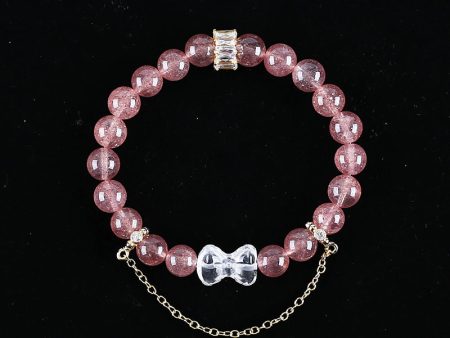 Natural Strawberry Quartz And White Quartz Gemstone Bracelet Gift, 17cm, 16x12x7mm, 8mm, 19.2g Online Hot Sale