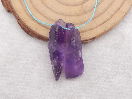 Nugget (Rough Side) Natural Amethyst Earring Beads,28x8x7mm, 4.3g Hot on Sale